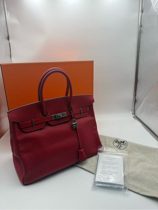 Hermes Handbags - Hermes Birkin 35 2012 (P in Square) with box, dust bag, and rain jacket
